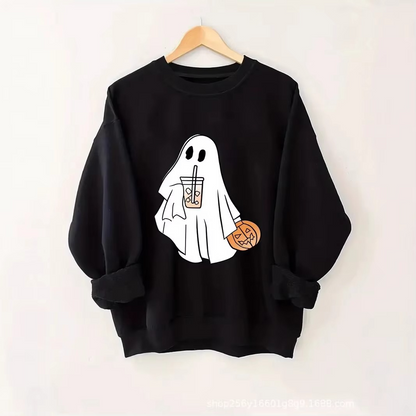 Fun Ghost Graphic Casual Sweatshirt
