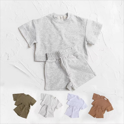 Cute Boys Summer Shorts Tee Outfit Set - Hehif