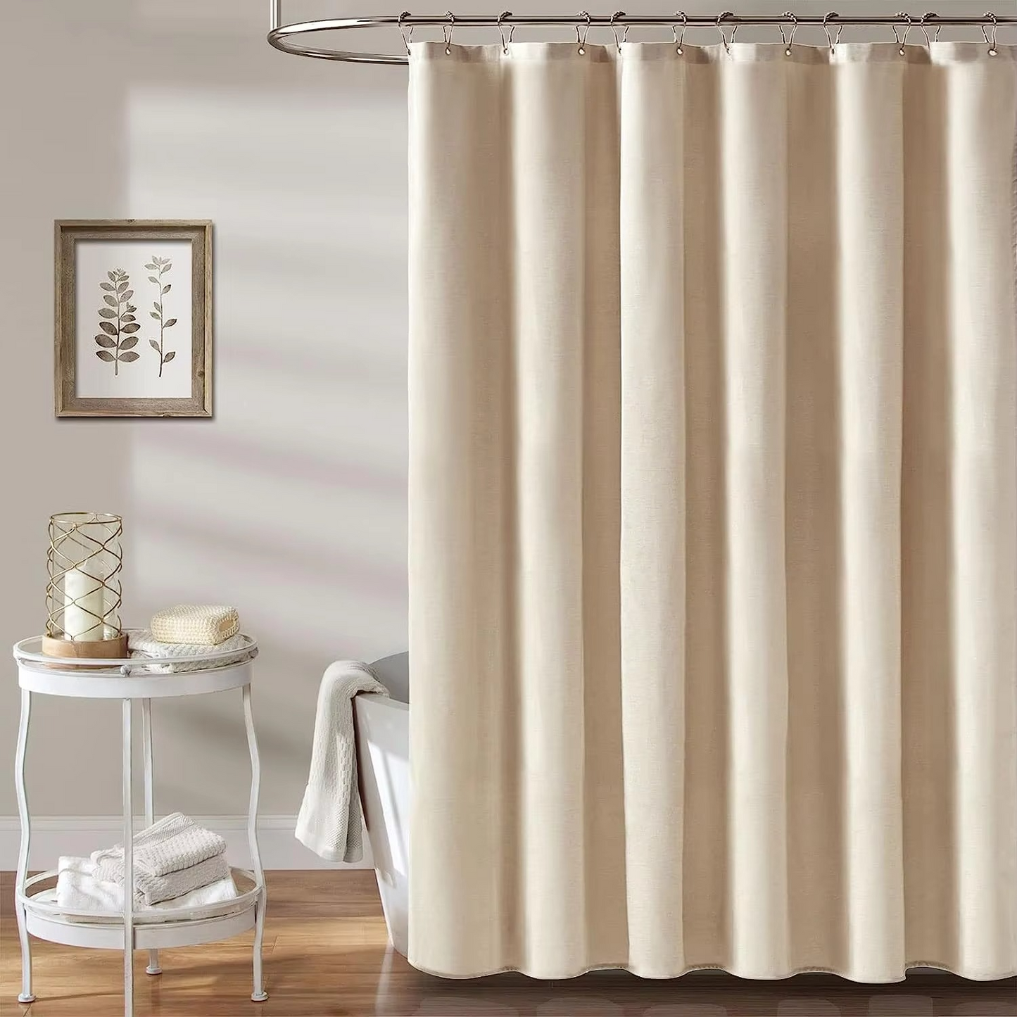 Premium Water Resistant Bathroom Curtain with Metal Rings - Hehif