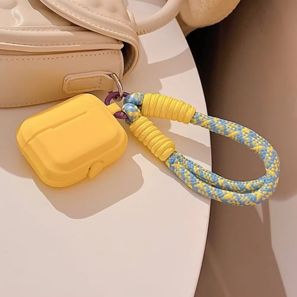 Colorful Silicone Earbuds Pouch with Neck Strap