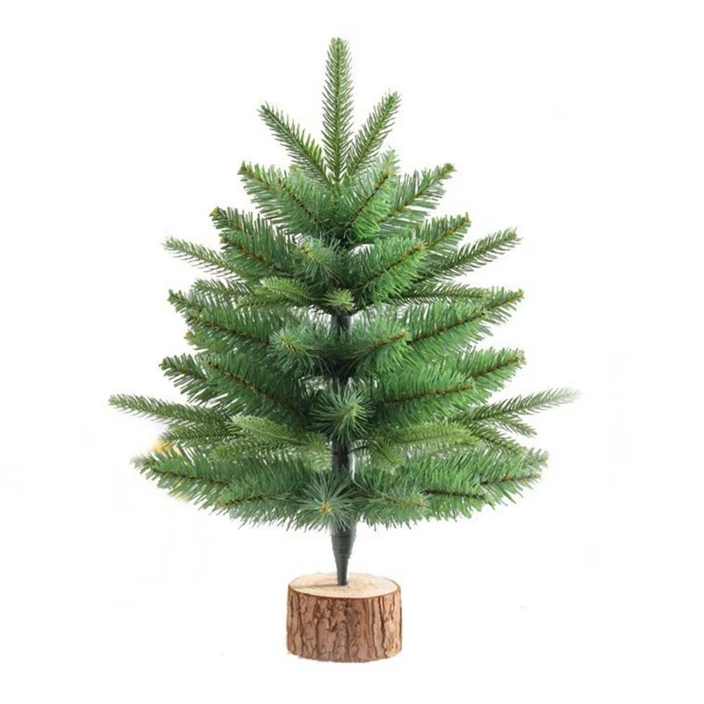 Small Authentic Tabletop Pine Christmas Tree with Wood Stand