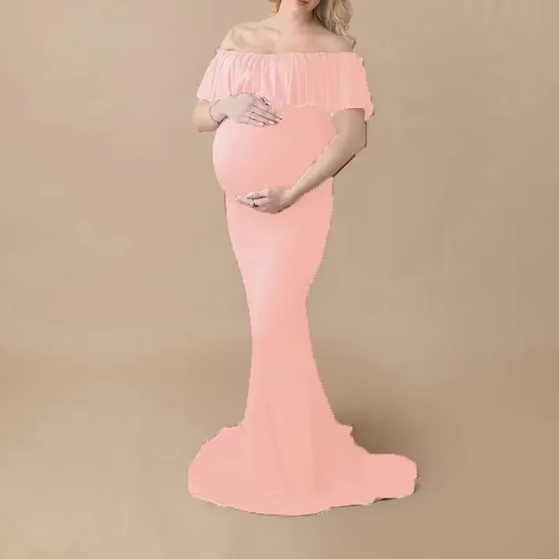 Beautiful Pregnancy Maxi Dress with Lace Trim
