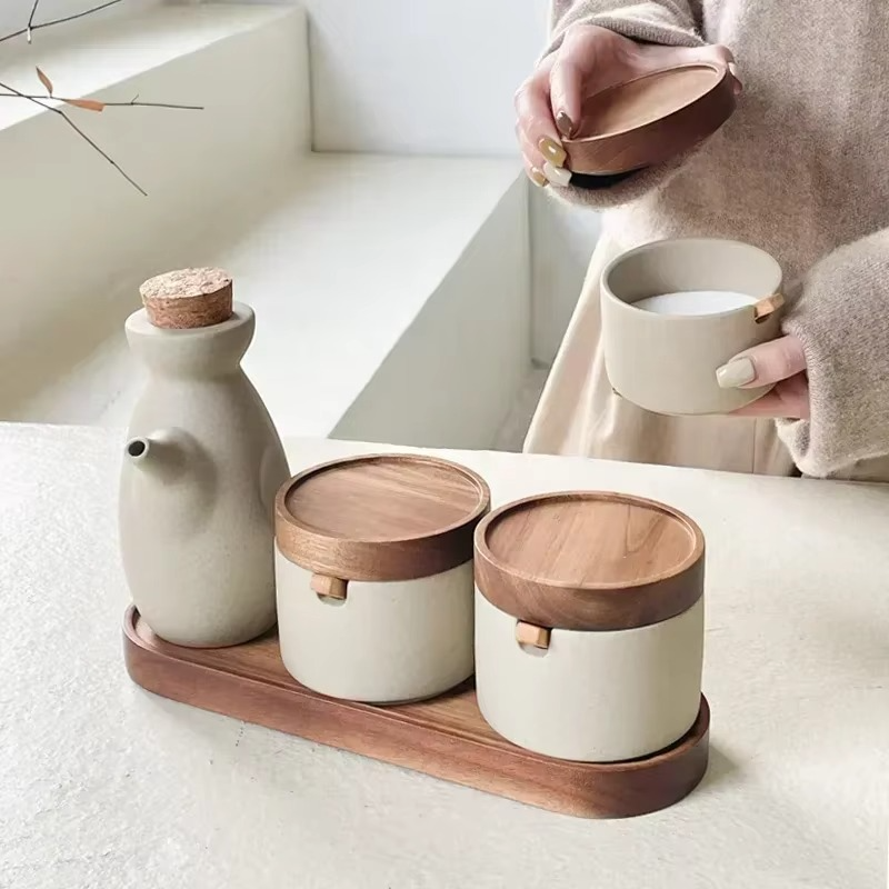 Vintage Style Spice Jar with Wood Top