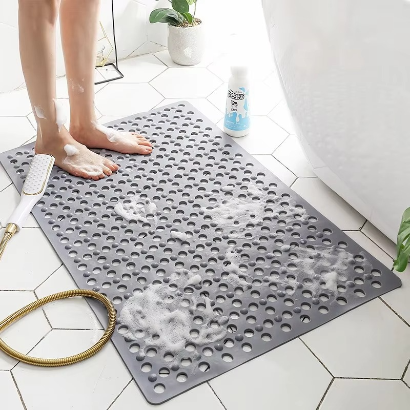 Anti-Slip Bathroom Shower Mat with Suction Cups and Drainage
