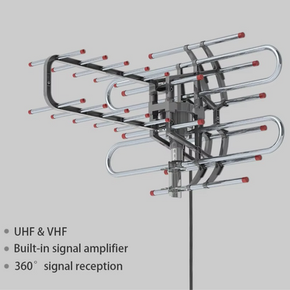 Outdoor HDTV Antenna with 360° Rotation and Dual Outputs