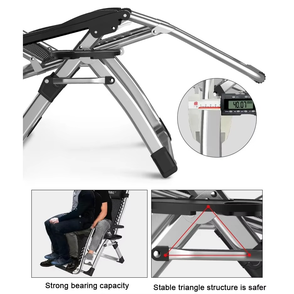 Comfortable Folding Patio Recliner Chair with Pillow and Drink Holder