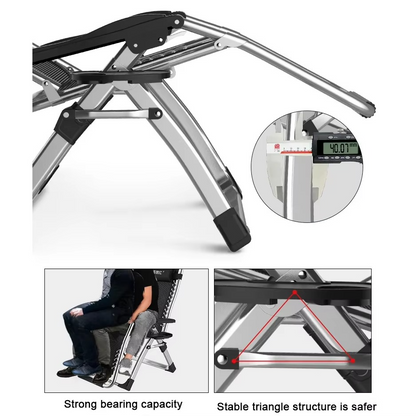 Comfortable Folding Patio Recliner Chair with Pillow and Drink Holder