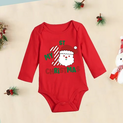 Cute Red Baby Christmas Romper Long Sleeve Bodysuit