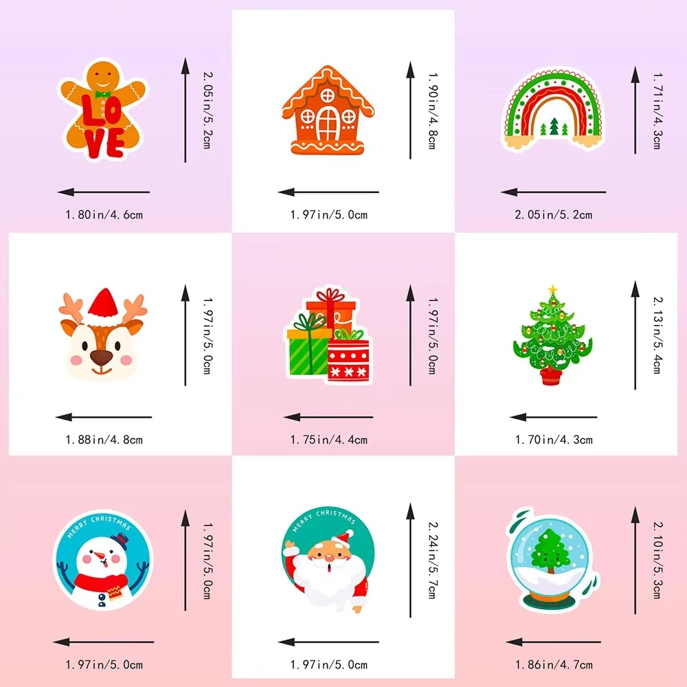 Christmas Decorative Waterproof Stickers 50 Pack
