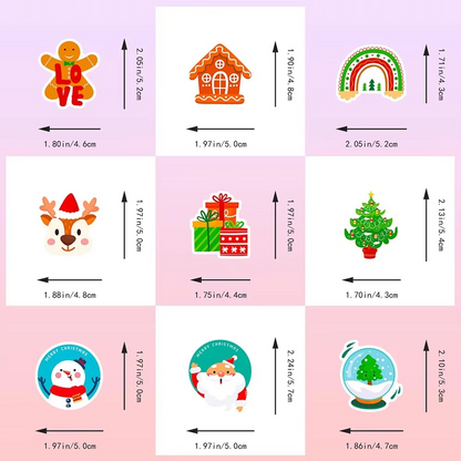 Christmas Decorative Waterproof Stickers 50 Pack