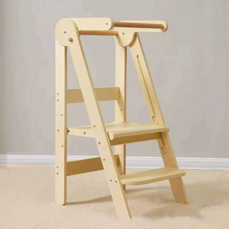 Portable Folding Step Stool for Kids Wooden Kitchen Helper
