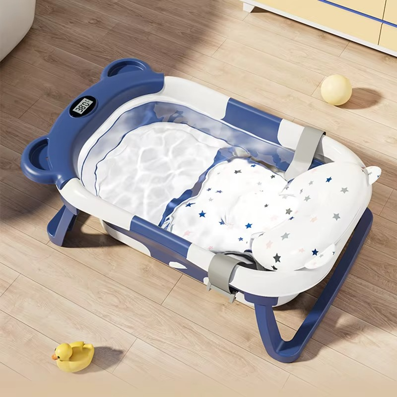 Portable Soft Baby Bath Tub with Digital Temp Display - Hehif