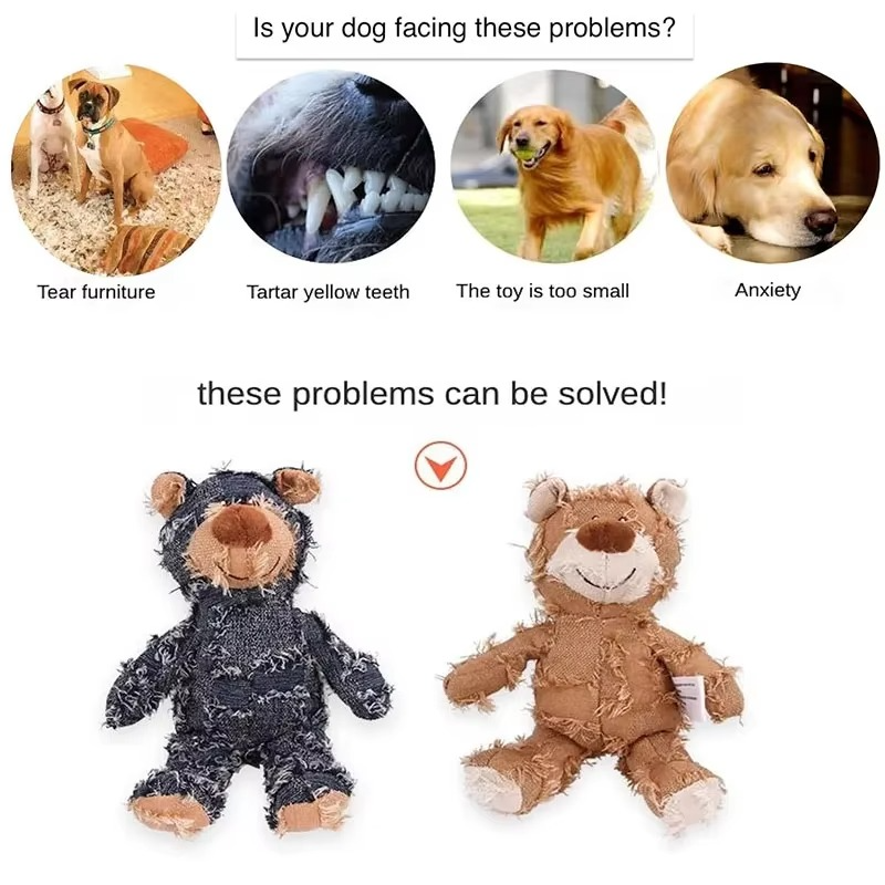 Durable Rubber Bear Dog Toy for All Breeds