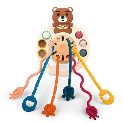 Interactive Baby Toy with Pull String and Teether