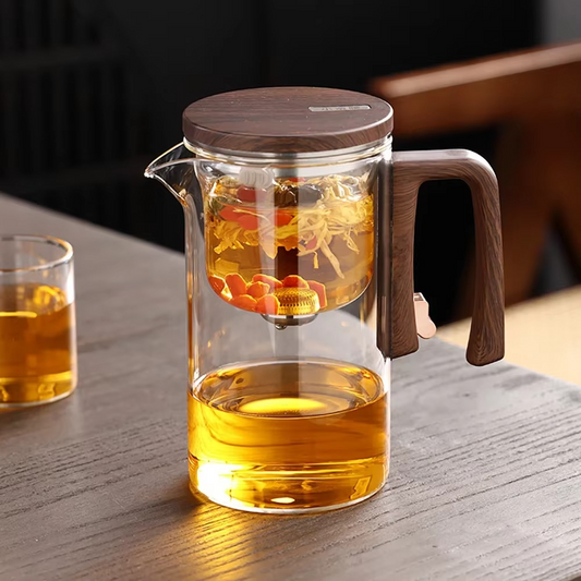 Clear Glass Infuser Teapot with Insulated Handle - Hehif