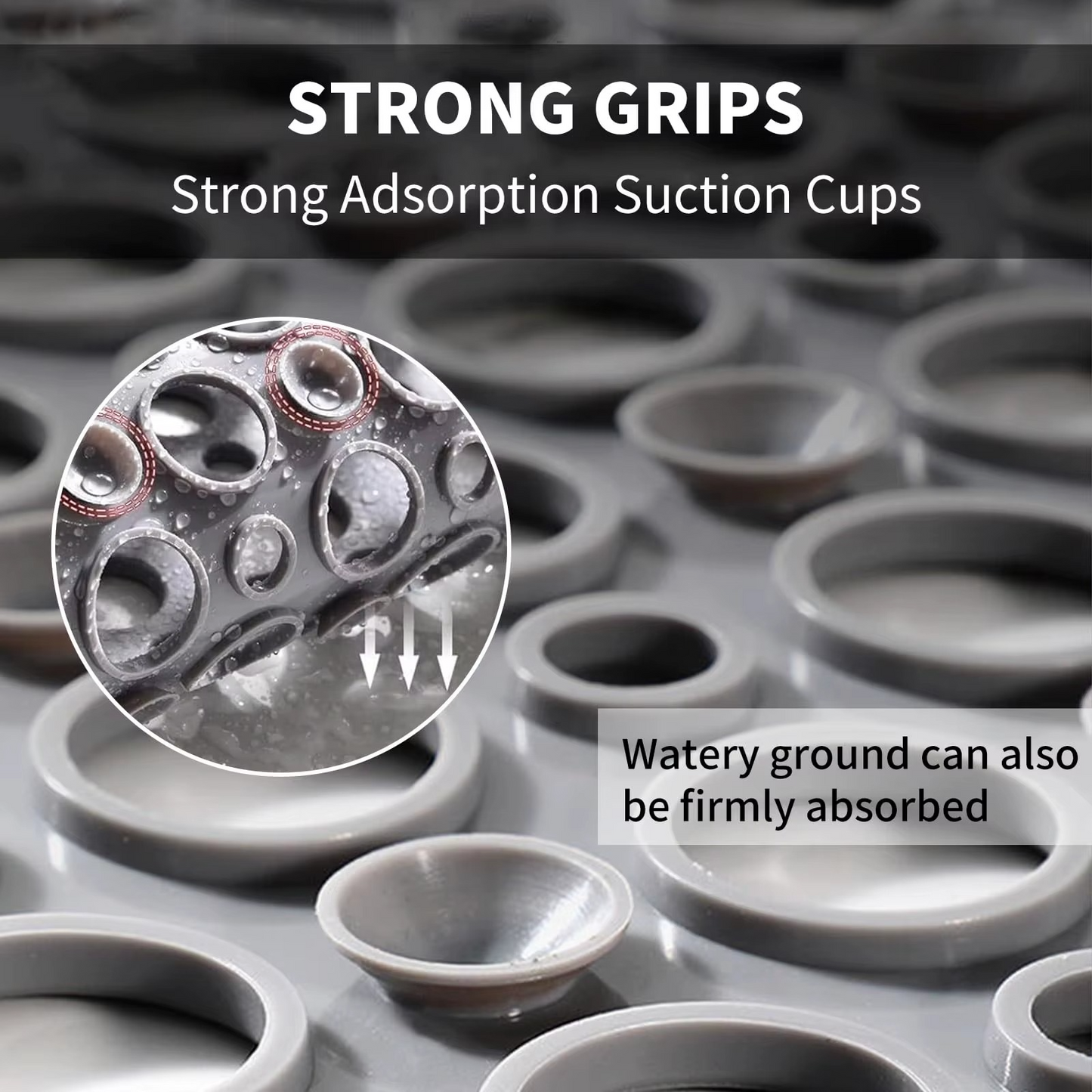 Soft Grip Non-Slip Shower Mat with Suction Cups, Mildew Resistant - Hehif