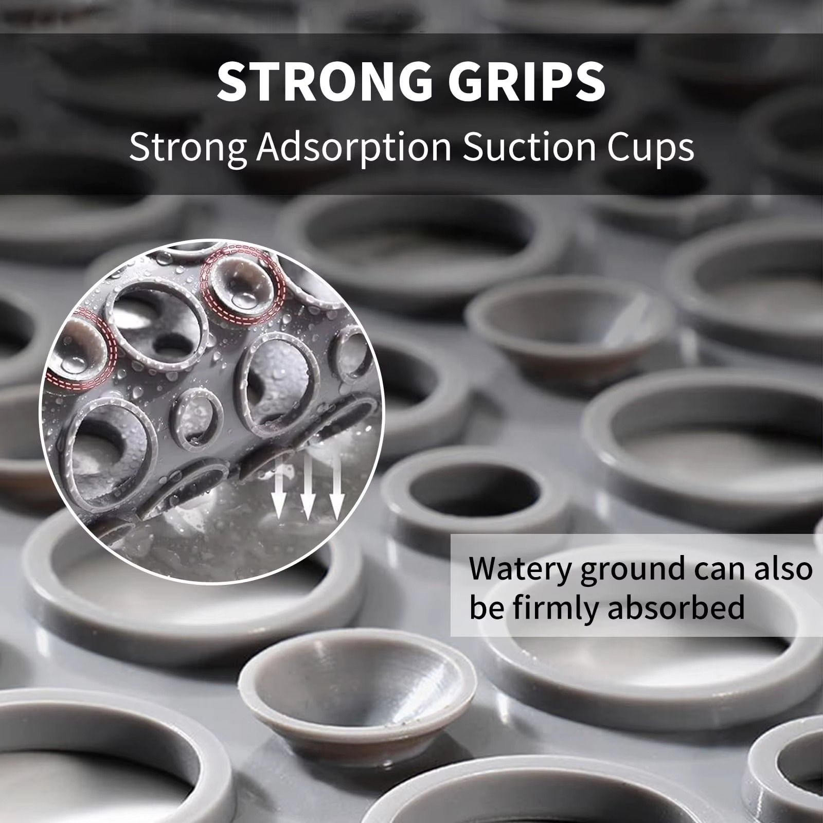 Soft Grip Non-Slip Shower Mat with Suction Cups, Mildew Resistant - Hehif