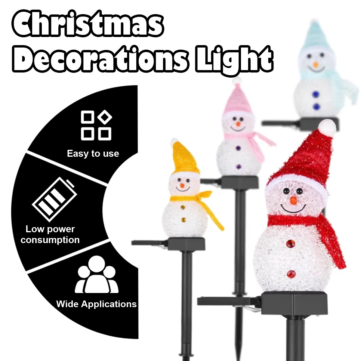 Festive Solar Powered Snowman Yard Light