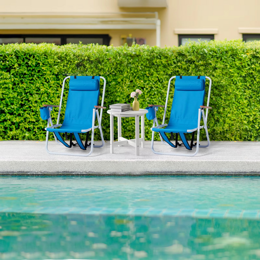 Collapsible Lightweight Portable Beach Chairs - Blue - Hehif