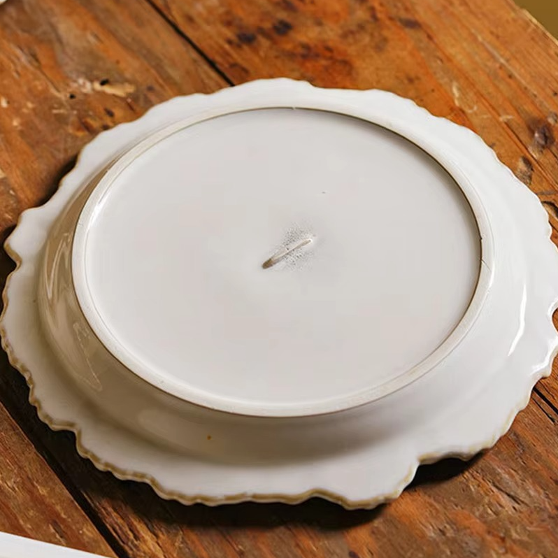 Classic White Ceramic Dinner Plate with Floral Design