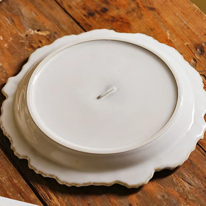 Classic White Ceramic Dinner Plate with Floral Design