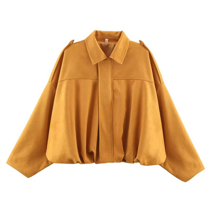 Ladies' Velvet Biker Jacket with Flare Sleeves - Hehif