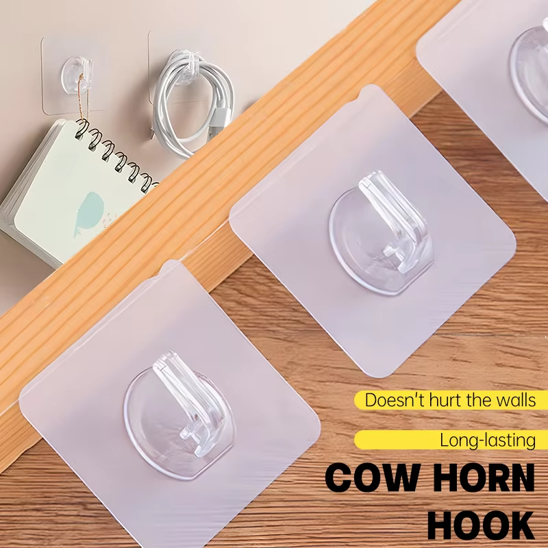 Clear Sticky Wall Hooks for Hanging Keys and Bath