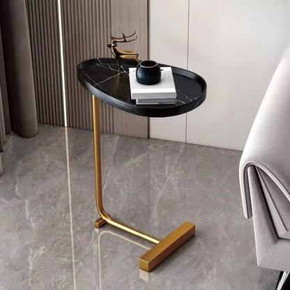 Space Saving Curved End Table with Storage Drawer