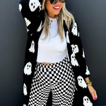 Soft Ghost Design Women's Sweater Cardigan