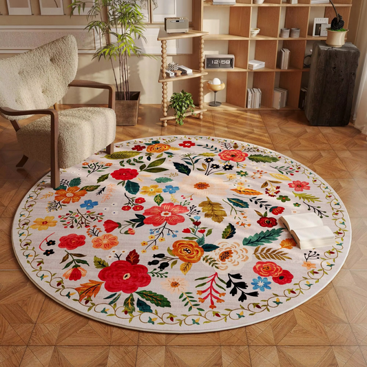 Soft Floral Area Rug with Non Slip Backing - Hehif