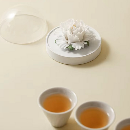 Artisanal Lavender Ceramic Teapot with Cups
