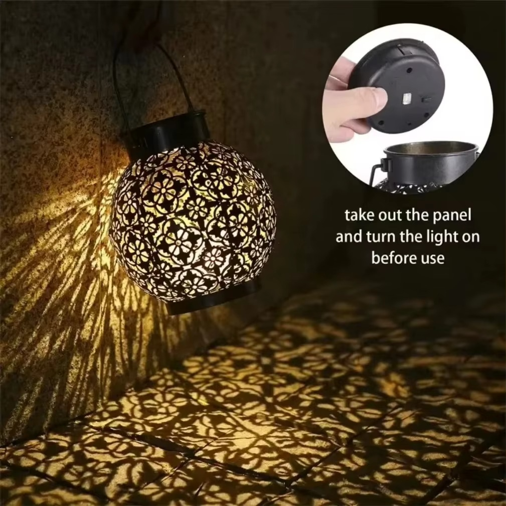 Rustic Solar Powered Garden Lantern for Yard Decor