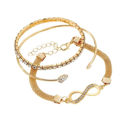 Sparkling Crystal Heart and Love Bracelet Set for Women