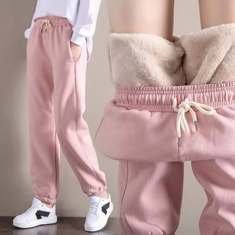 Warm High Waisted Joggers with Elastic Drawstring