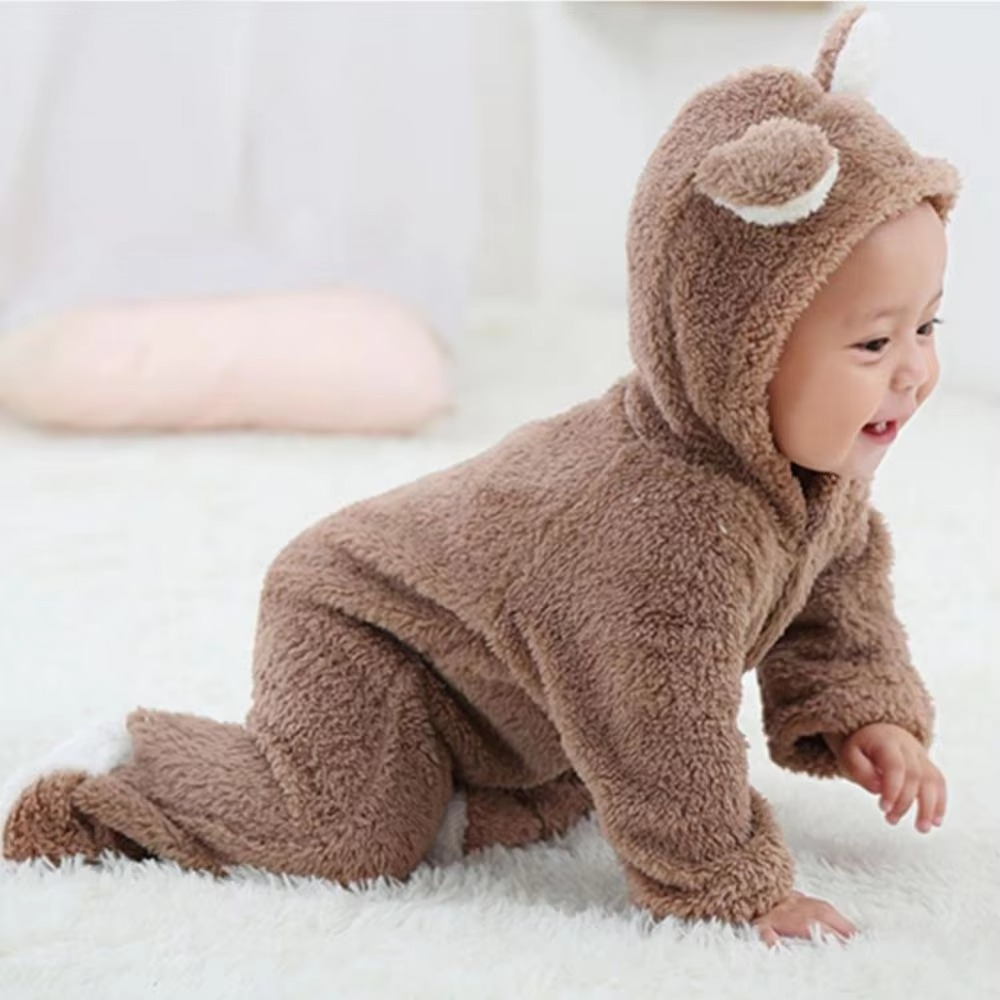 Soft Plush Baby Winter Onesie Animal Design