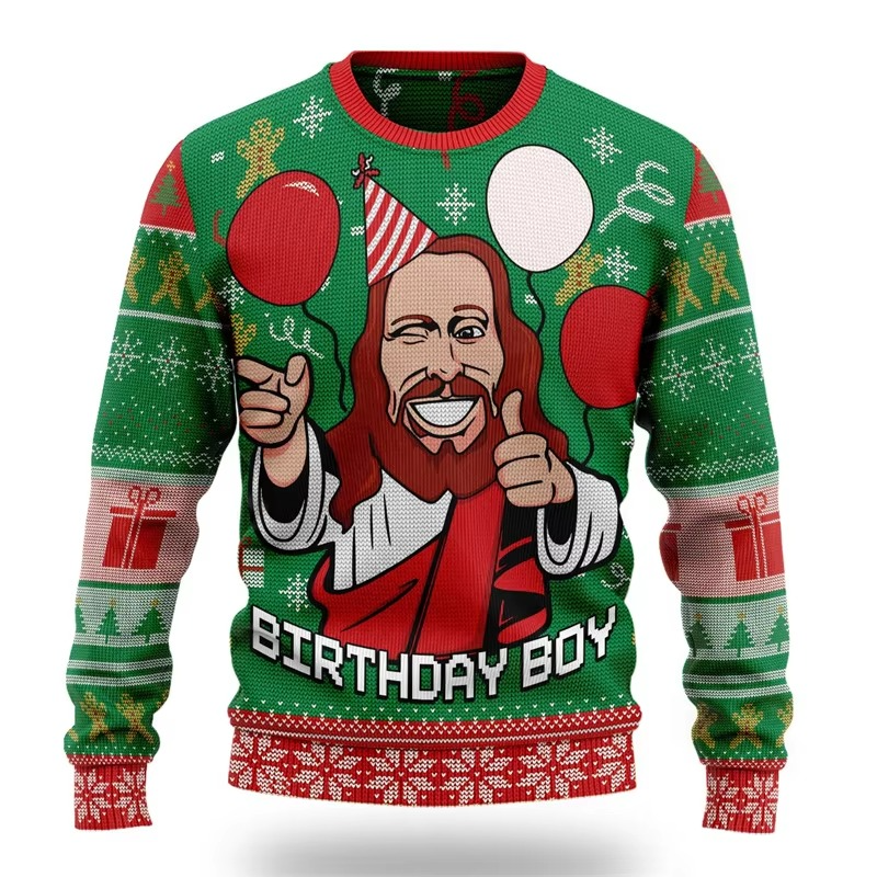Humorous Xmas Tree Crew Neck Sweater for Men Women