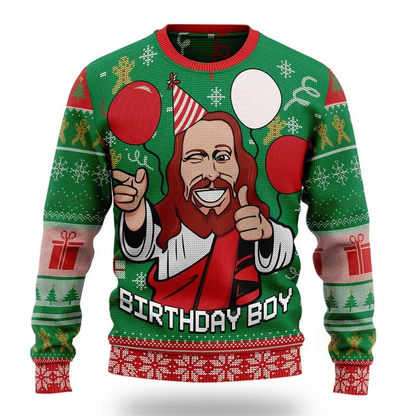 Humorous Xmas Tree Crew Neck Sweater for Men Women