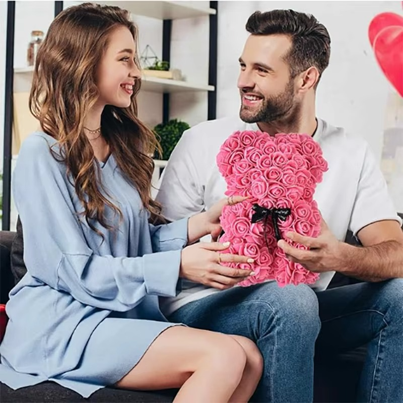 Lovely Rose Teddy Bear Figure in Gift Box