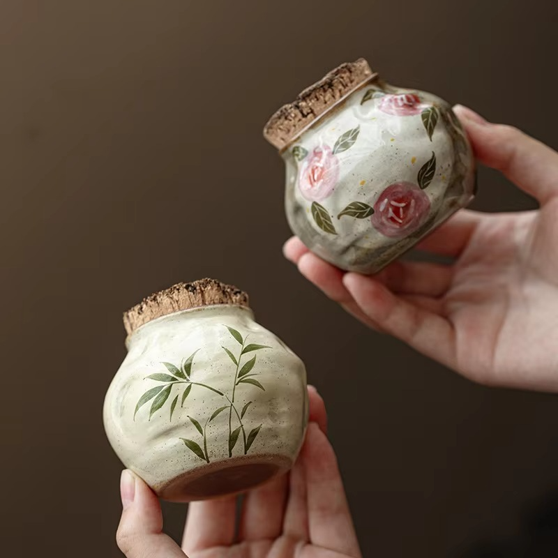 Decorative Floral Ceramic Tea Storage Box