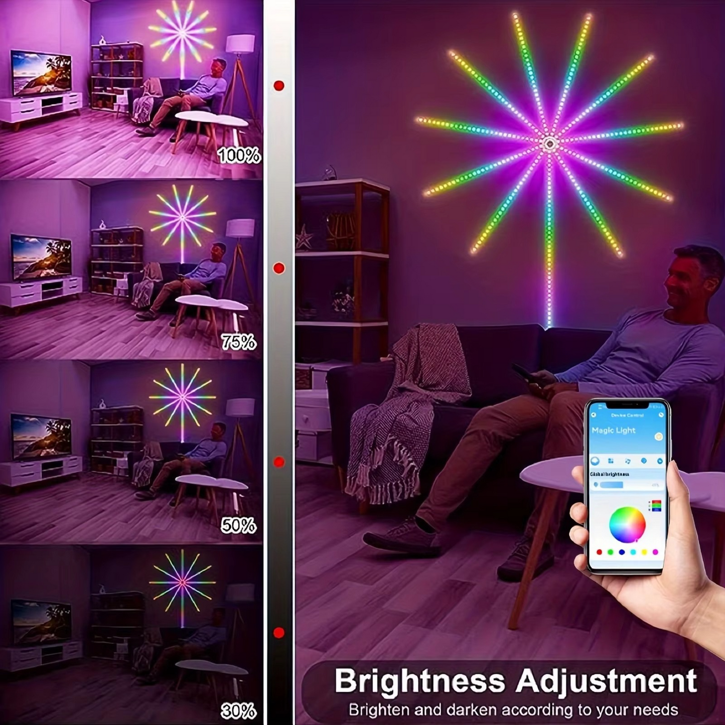Colorful USB LED Light Strip with Music Sync and RGB Effects