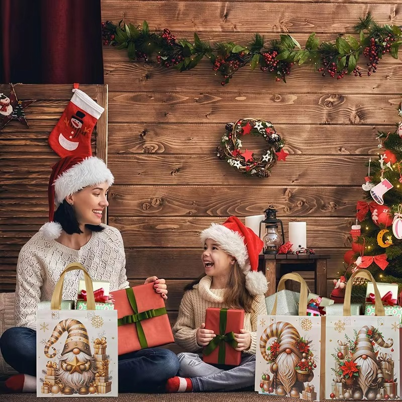 Holiday Reusable Santa Gift Bags with Handles