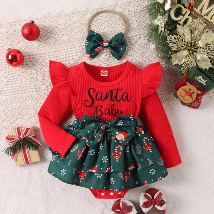 Cute Baby Girls Floral Birthday Outfit Set