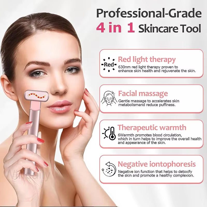 Advanced Anti Aging Facial Massager with Red Light Therapy