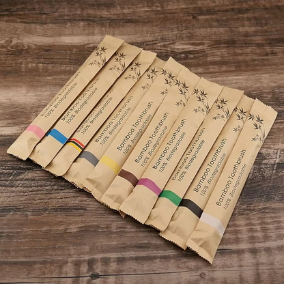 Natural Bamboo Toothbrushes 10 Pack Soft Bristle