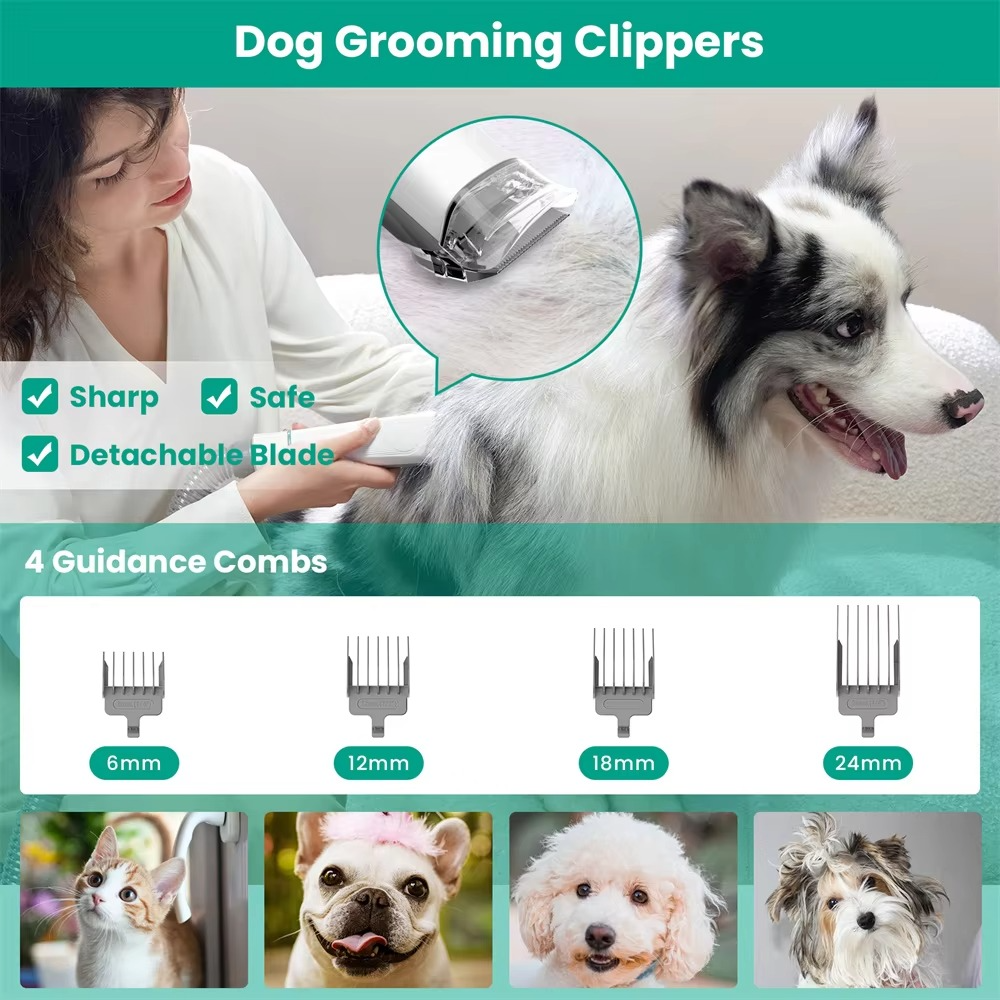 Quiet Pet Grooming Kit with Shedding Tools and Vacuum