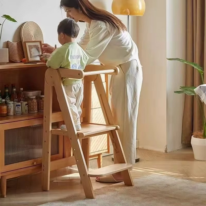 Portable Folding Step Stool for Kids Wooden Kitchen Helper