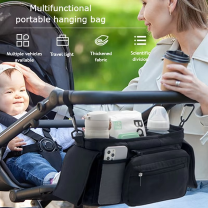 Spacious Baby Stroller Storage Bag with Pockets and Cups