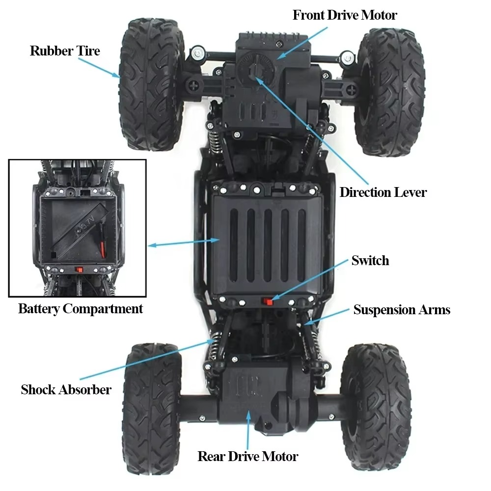 Off-Road Electric RC Monster Truck with Water Spray and Radio Controller