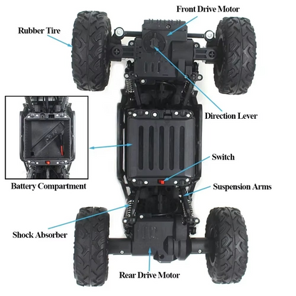 Off-Road Electric RC Monster Truck with Water Spray and Radio Controller