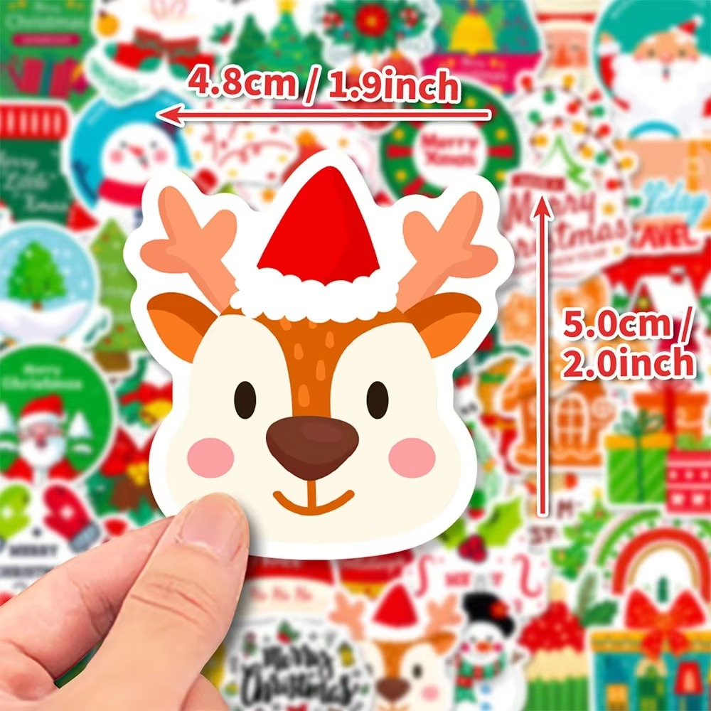 Christmas Decorative Waterproof Stickers 50 Pack